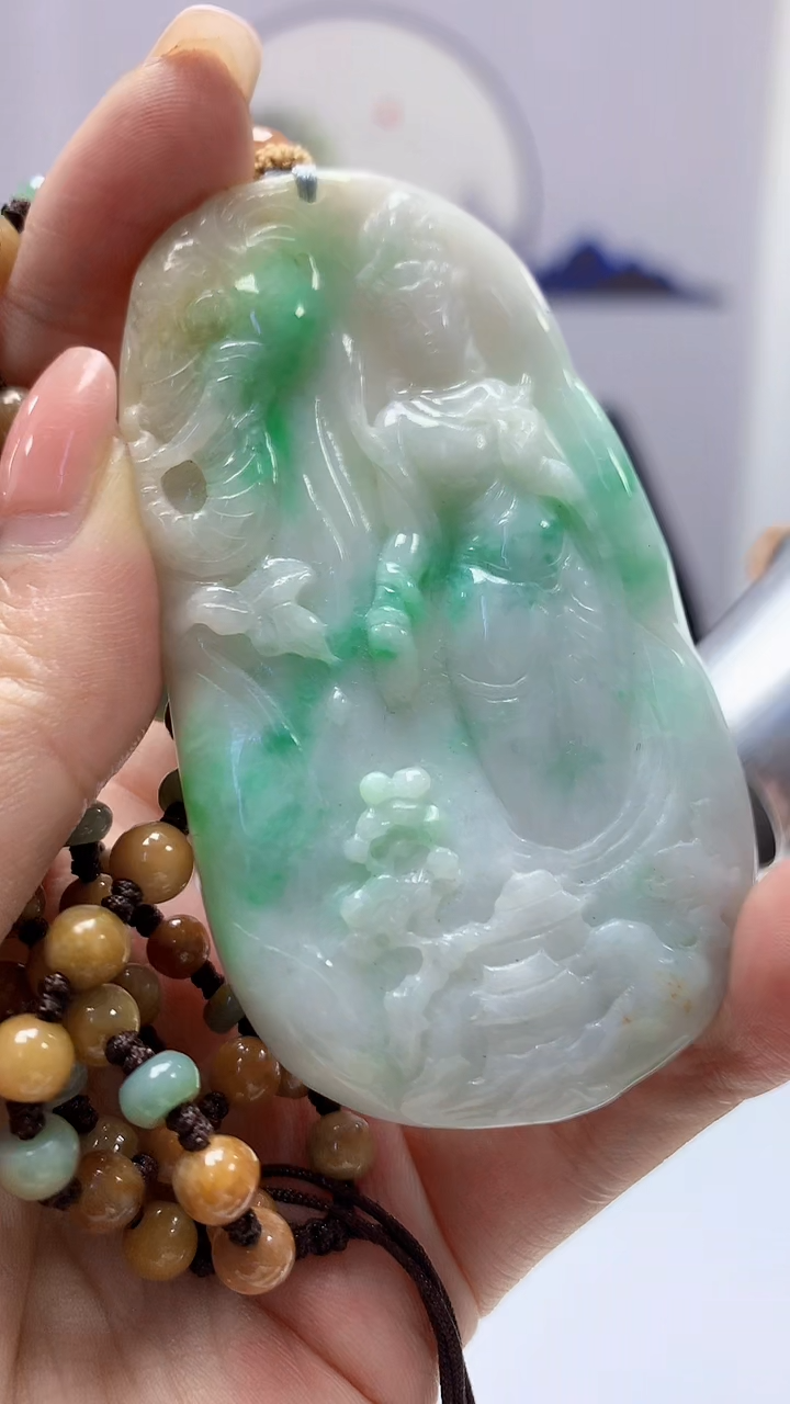 【闪购商品】定制翡翠未镶嵌5060ms-毛货52观音赠珠链