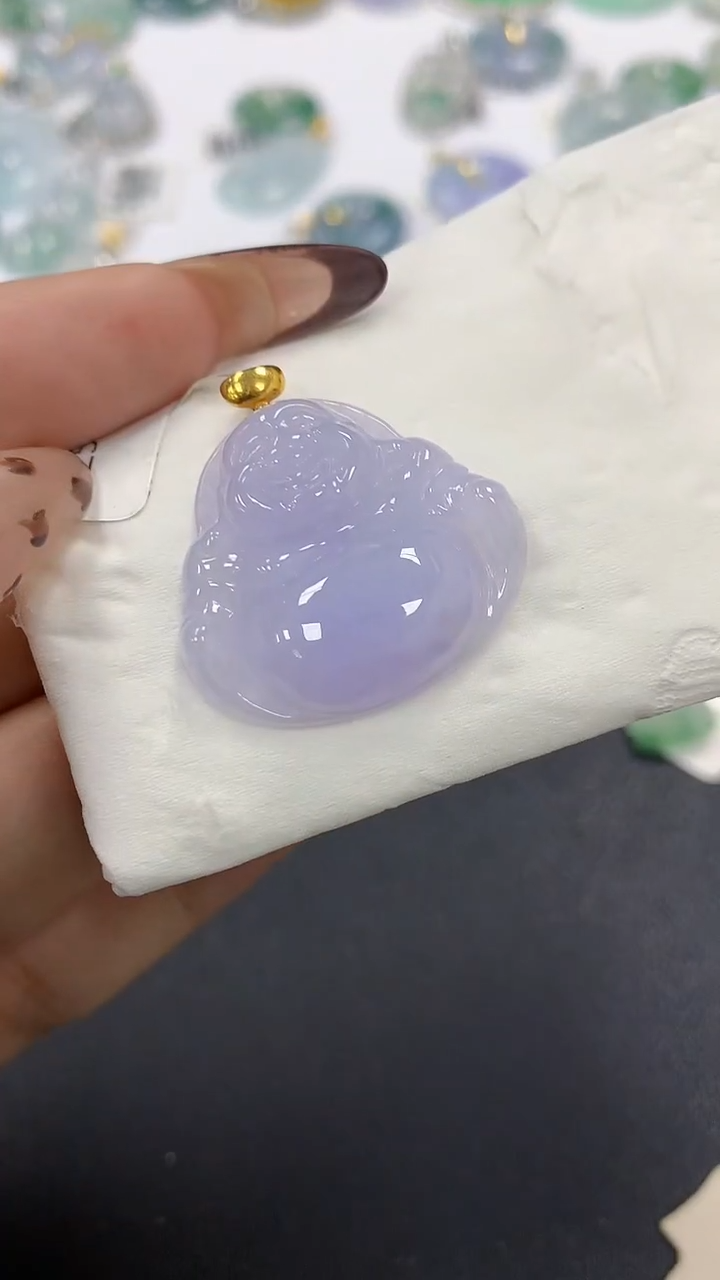 颈饰18K金镶嵌翡翠a货假一赔三支持复检百元上9元证书费自理