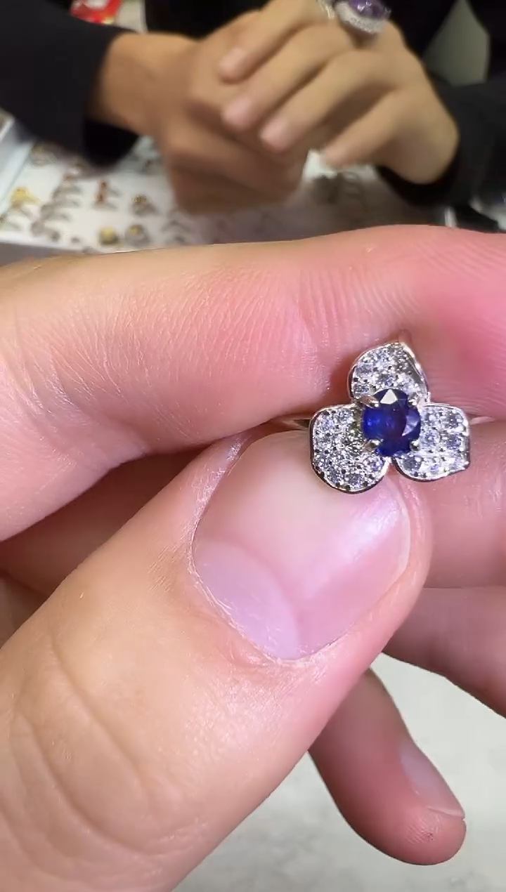 戒指蓝宝石银S925镶嵌1230m035多样性发其一