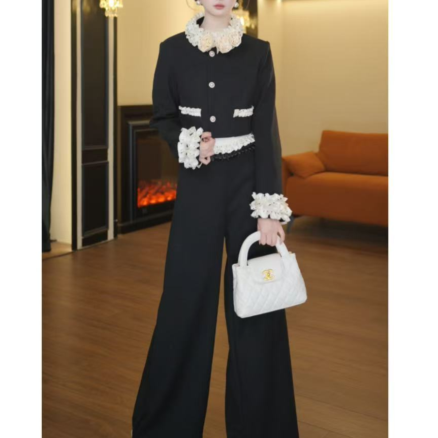 3店-2086【温迪定制】香风套装小香风上衣+长裤套装G1358