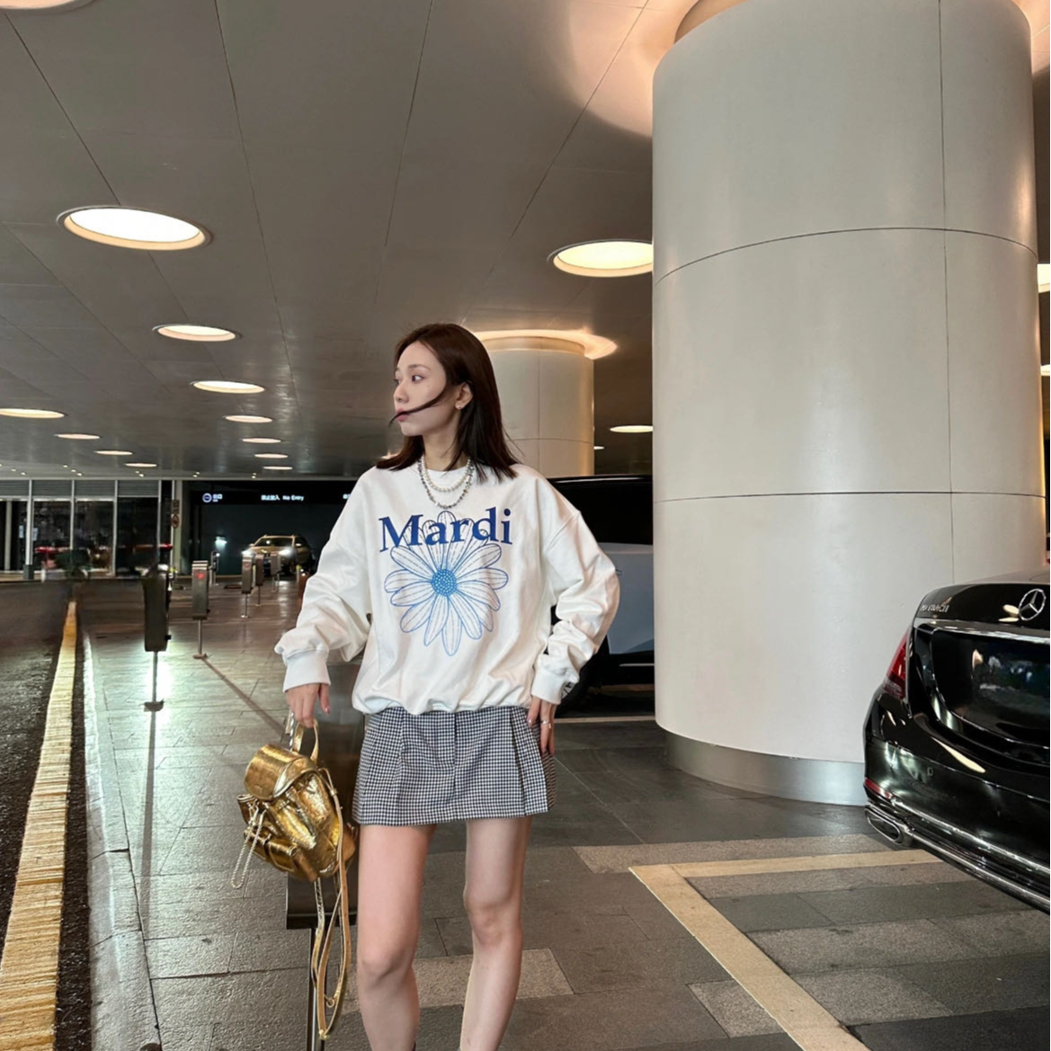 【Mardi】2025秋季新款圆领套头印花大雏菊卫衣M-WY008
