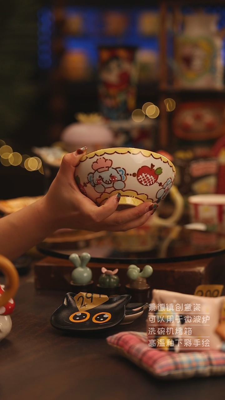 陶瓷景德镇可爱陶瓷釉下彩绘设计师款