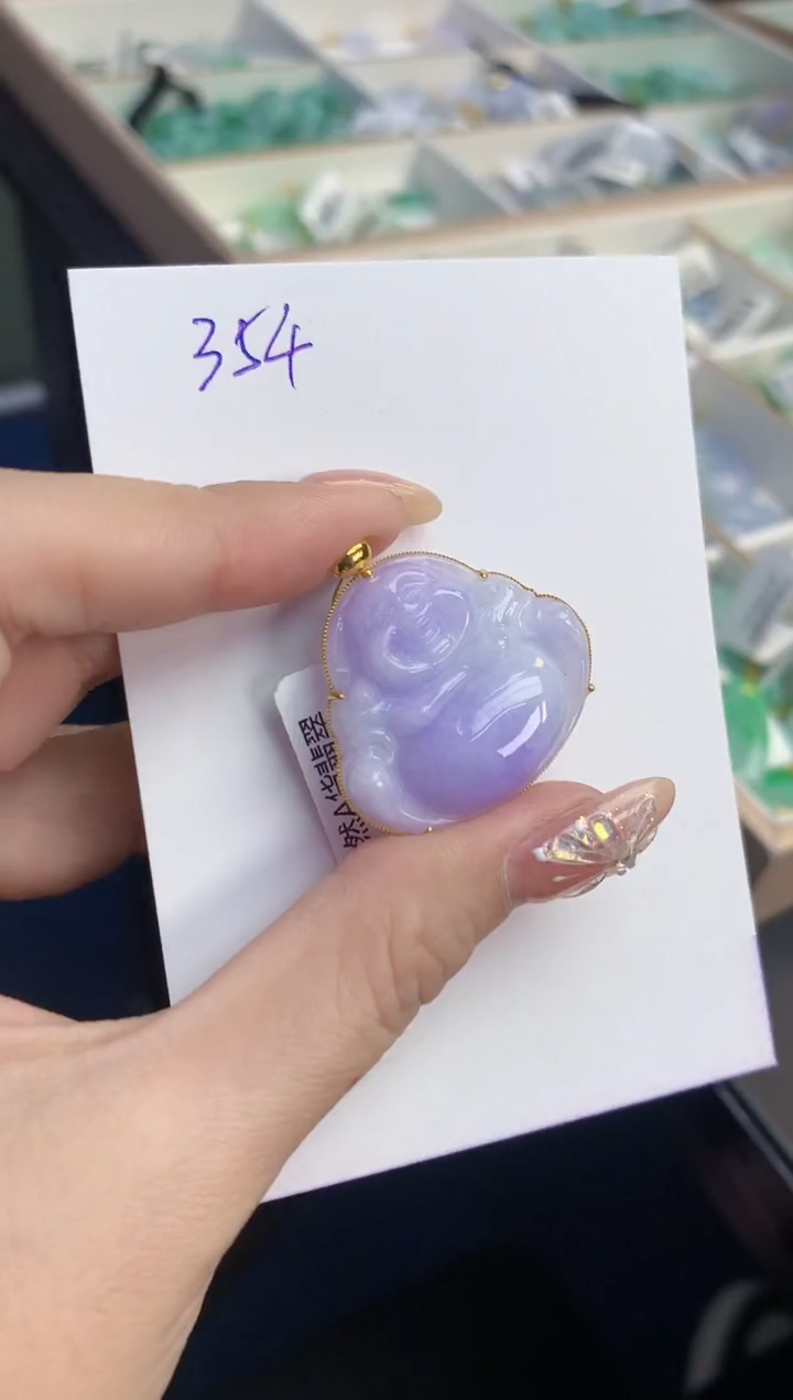 颈饰18K金镶嵌翡翠天然缅甸A货翡翠