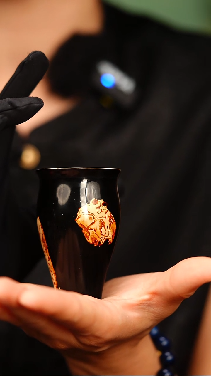 @黑色素髹犀皮一口杯@ 大漆珠 非遗大漆
