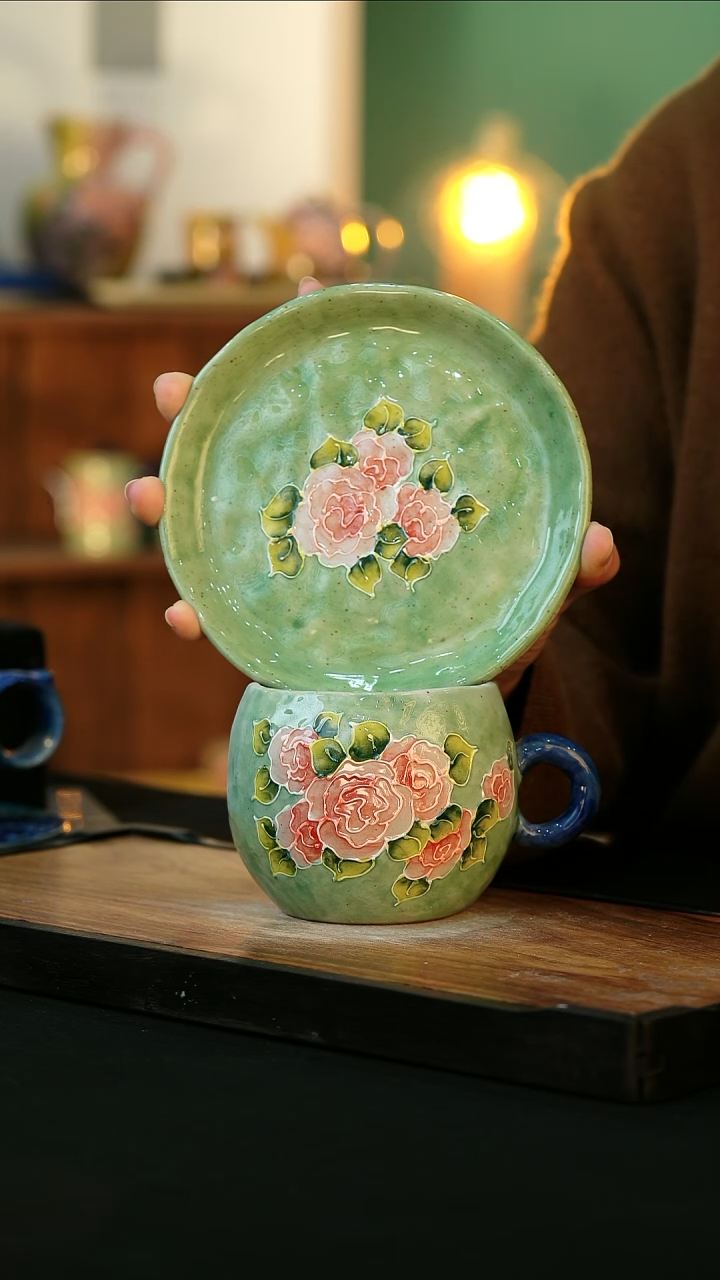 【闪购商品】杯手绘心瓷陶瓷浮力