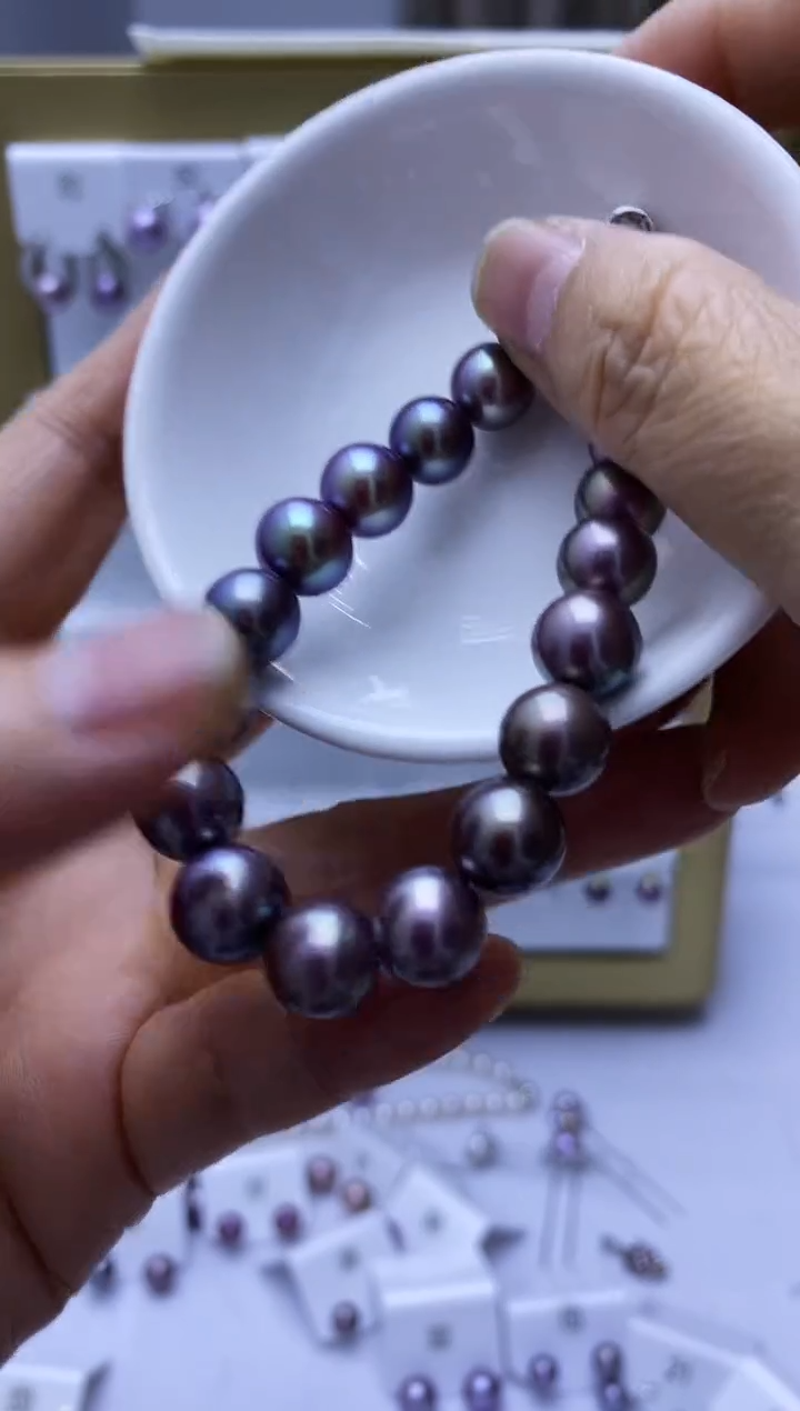 银S925镶嵌手串淡水珍珠手串