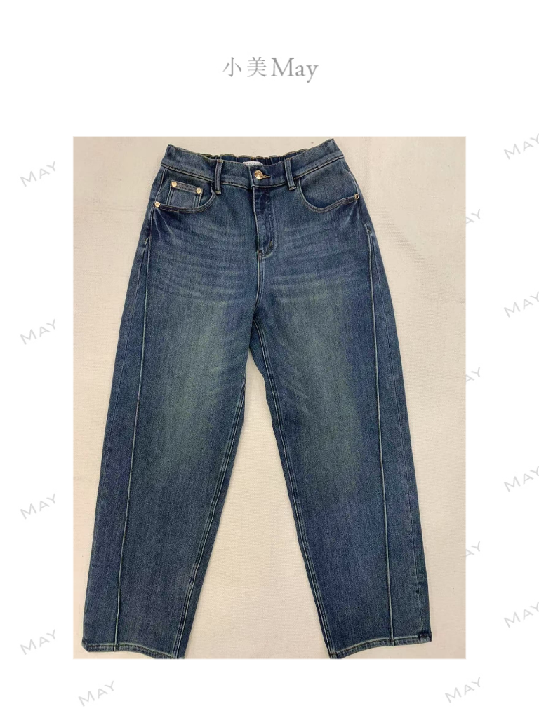 May |BC薄绒直筒牛仔裤