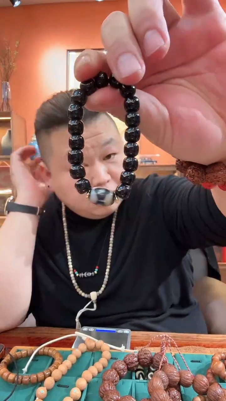 未镶嵌黑曜岩手串极品黑曜石手串多样性发1TZ003