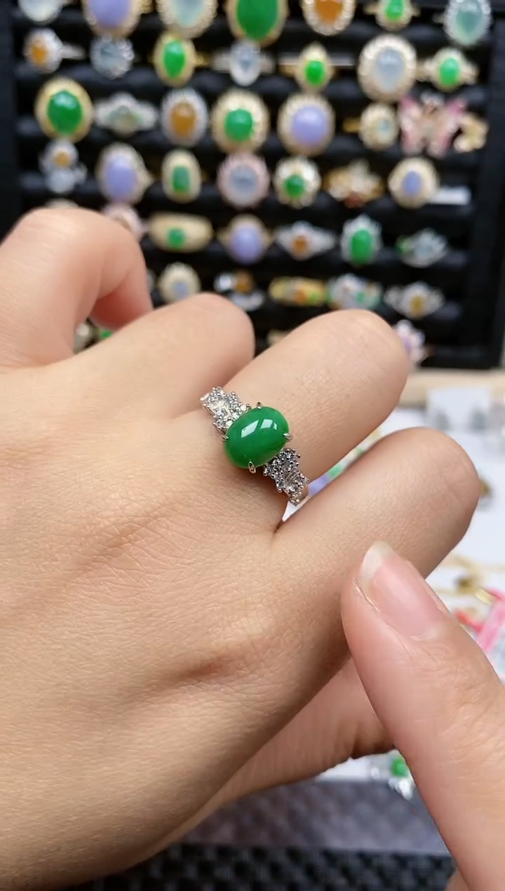 银S925镶嵌戒指翡翠442