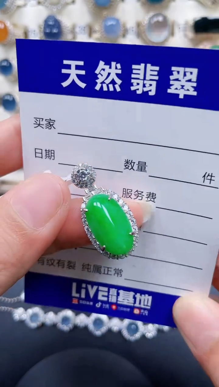 颈饰银S925镶嵌翡翠296