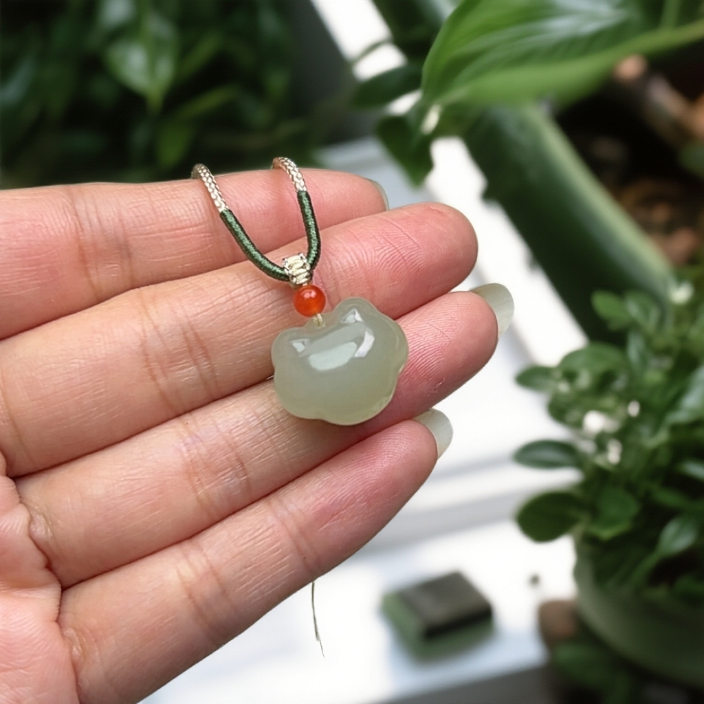 和田玉如意小胖锁适合男女宝宝的玉石坠生日礼物