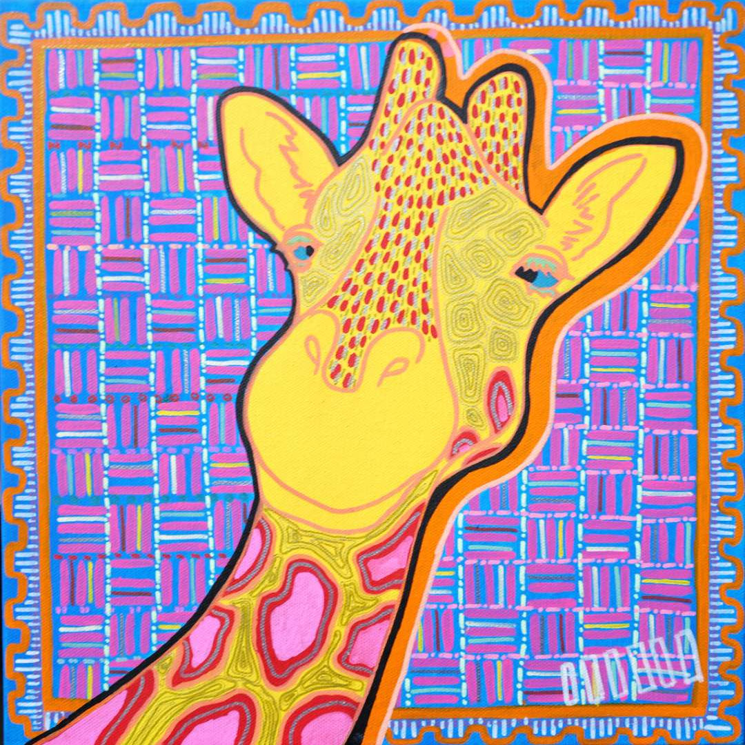 46x46王甜心工作室画作限量1件《长颈鹿》手绘画布非王甜心本人绘画