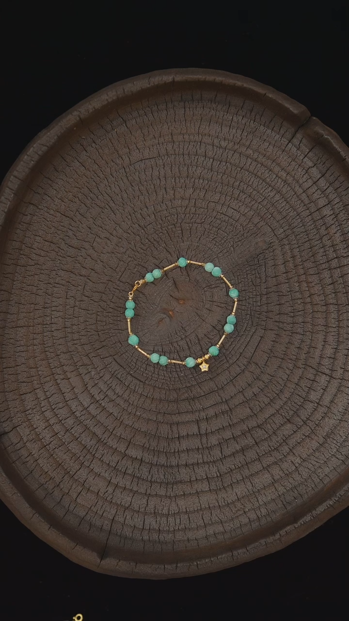 【闪购商品】绿松石手链18K金镶嵌手链