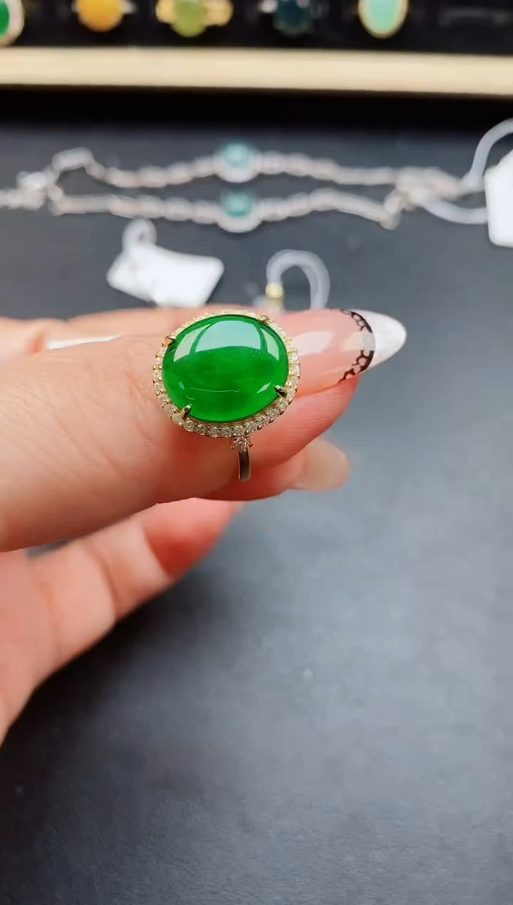 翡翠戒指银S925镶嵌5805