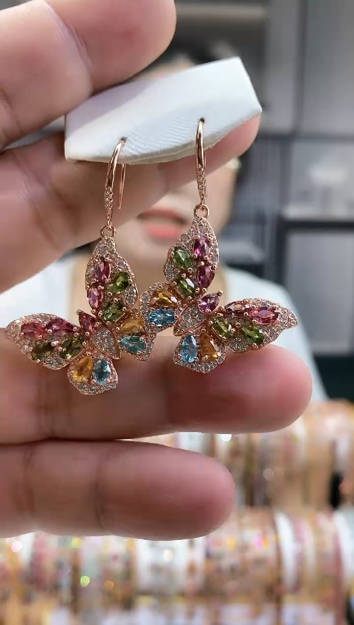 银S925镶嵌耳钩碧玺1556611561615