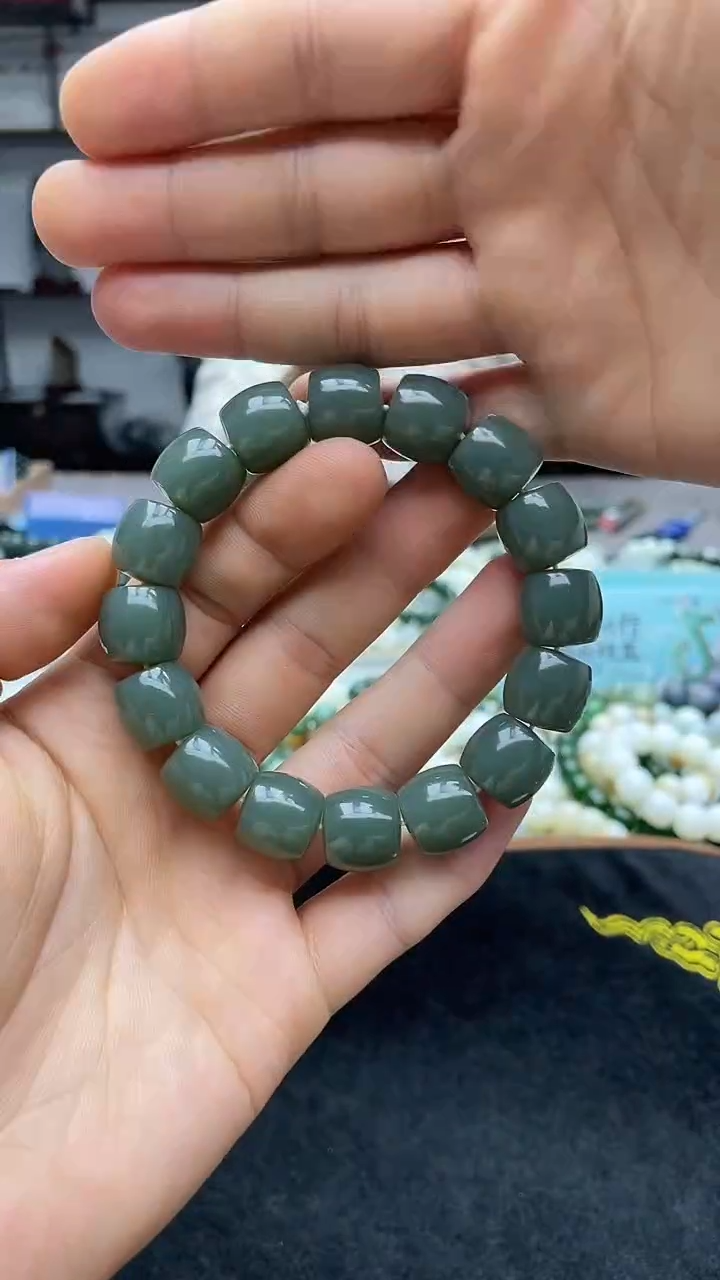 未镶嵌手串和田玉纯天然新疆且末天空蓝14直切