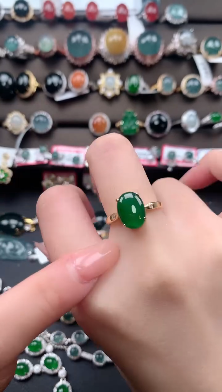 【闪购商品】翡翠戒指银S925镶嵌64514