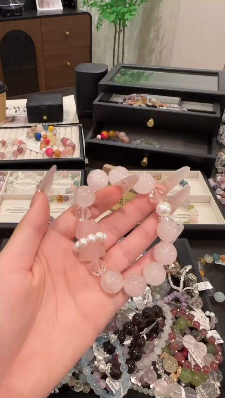 水晶手链合金粉水晶x1305