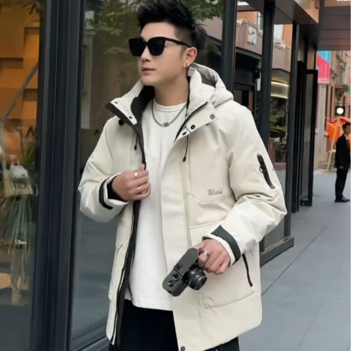 50绒连帽冲锋衣羽绒服加厚保暖百搭潮流羽绒防寒外套