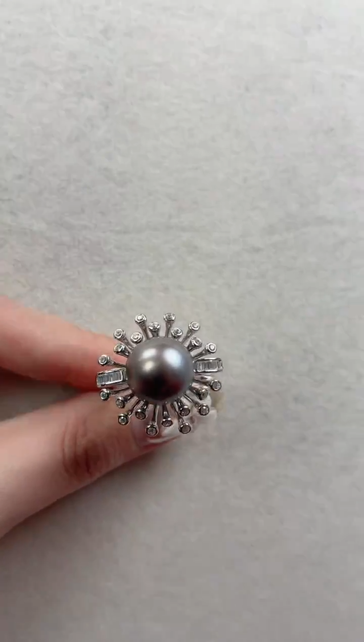 银S925镶嵌戒指海水珍珠q568