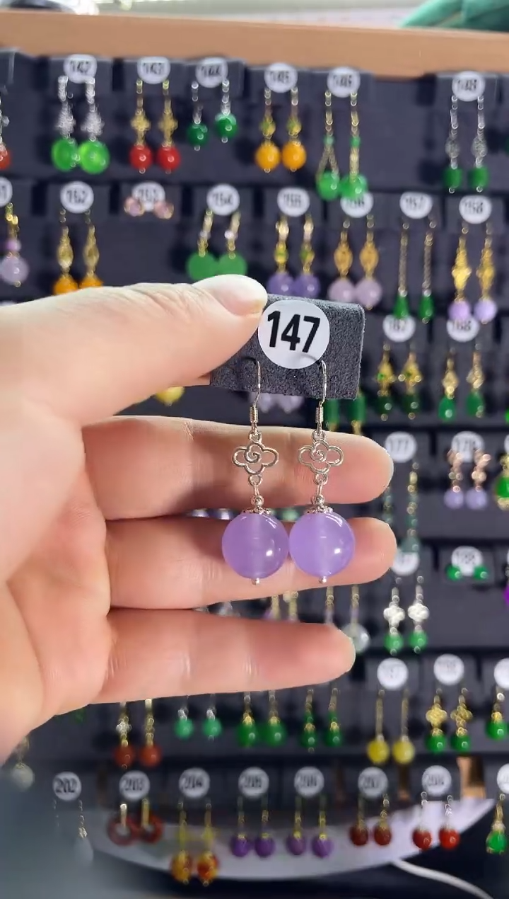 【闪购商品】翡翠耳饰银S925镶嵌147...