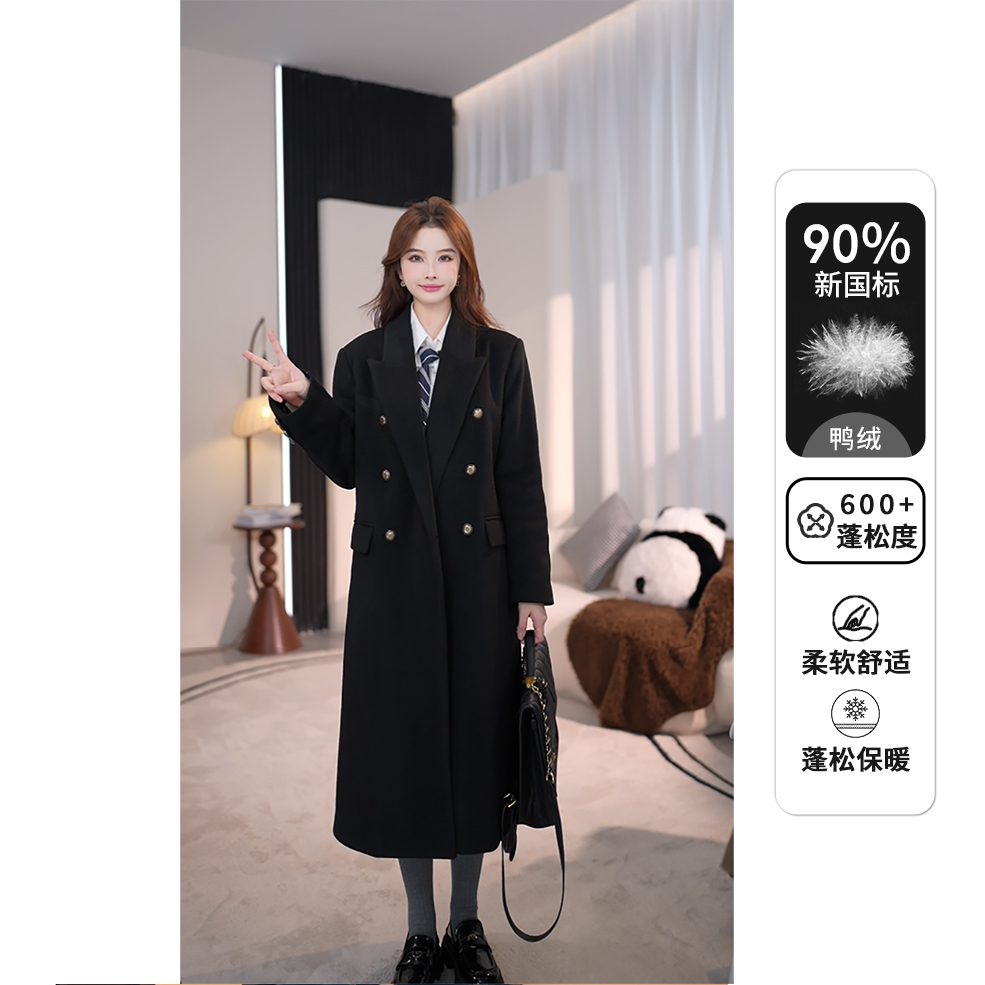 Liixu气质中长款新国标90绒羽绒大衣小个子赫本风24YR358