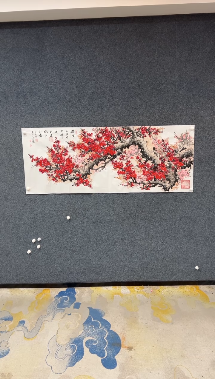 【闪购商品】国画王夫怀-小六尺横白宣-红梅