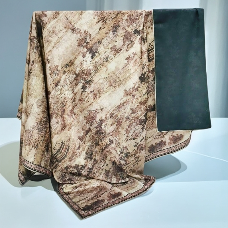 上海故事C08捡漏双面双色140cm水榭听香方巾香云老料贵气长辈礼物