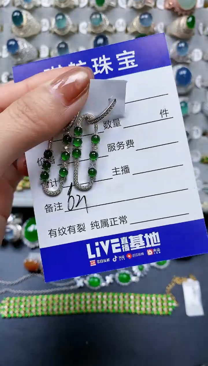 【闪购商品】翡翠耳饰银S925镶嵌0621