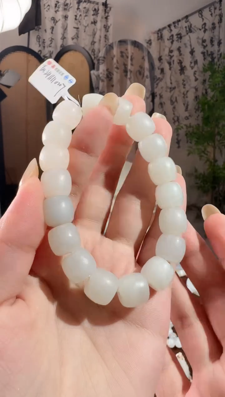 手串未镶嵌和田玉白玉直切手串 12mm
