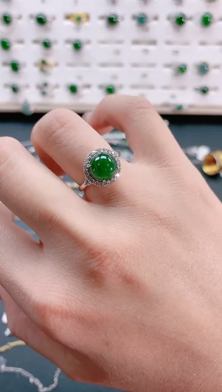 【闪购商品】翡翠戒指银S925镶嵌天然翡翠