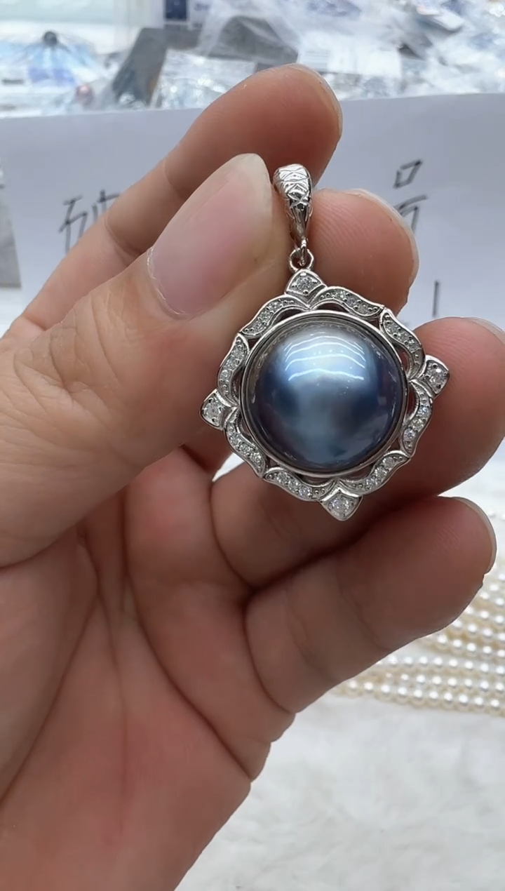 【闪购商品】拼合珍珠（马贝珠）颈饰银S925镶嵌清货