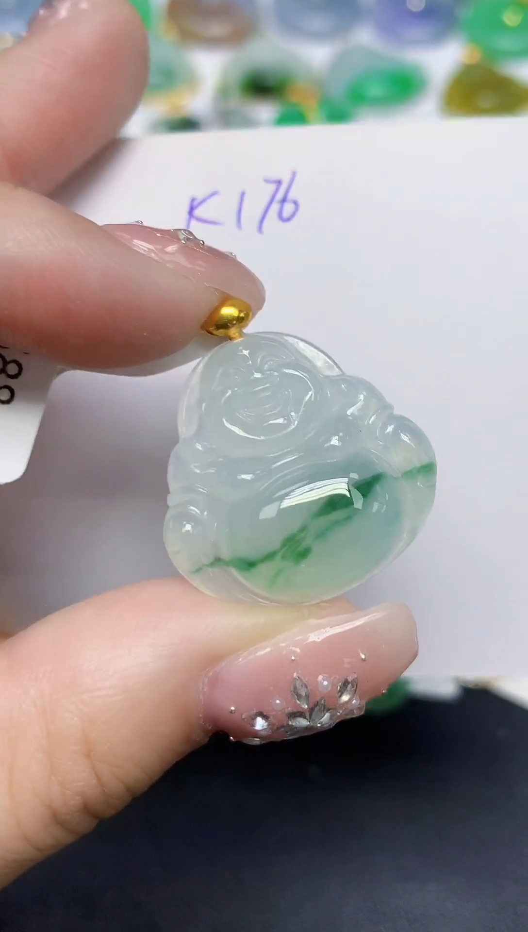 颈饰18K金镶嵌翡翠天然缅甸翡翠A货翡翠百元以上9元证书费自理