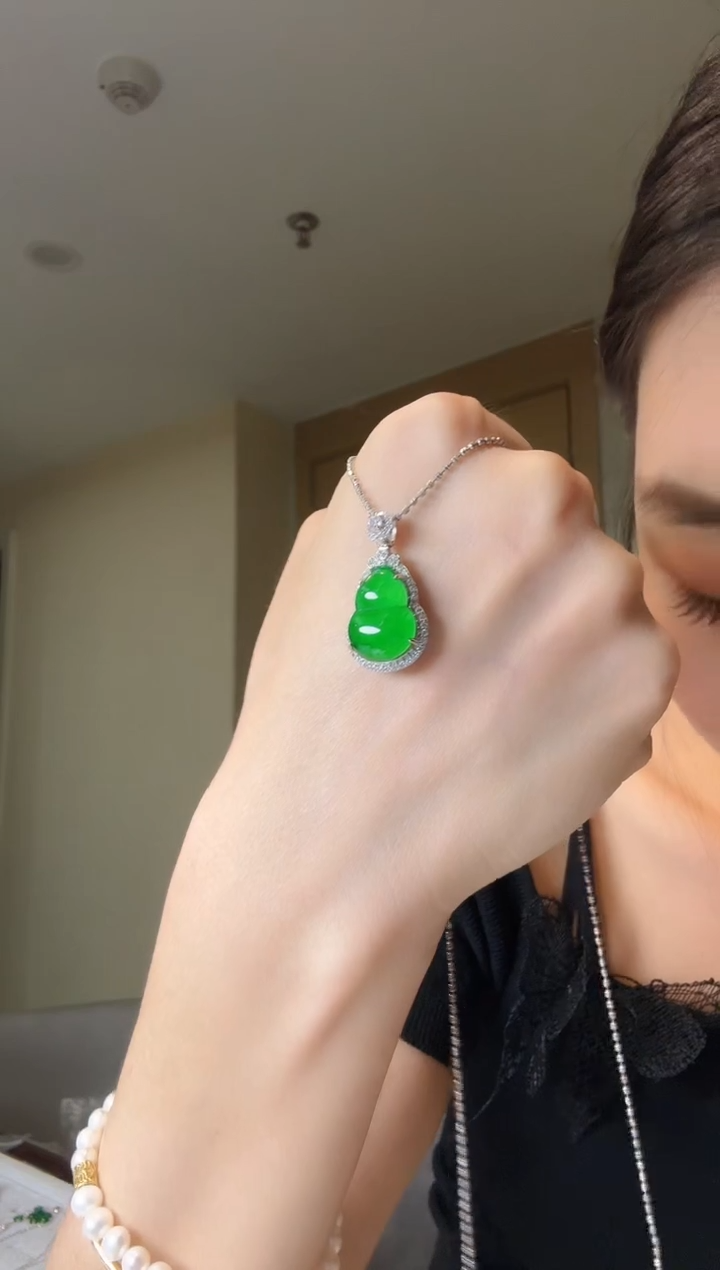 翡翠银S925镶嵌吊坠(不含链)天然翡翠吊坠