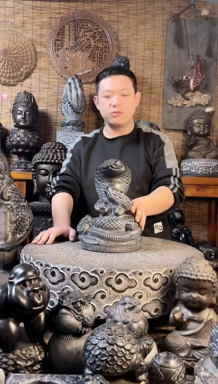 【闪购商品】30如意蛇天然青石雕刻