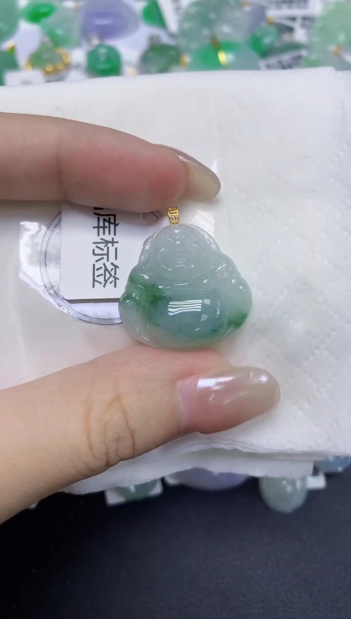 颈饰18K金镶嵌翡翠天然缅甸翡翠A货百元以上9元证书费自理