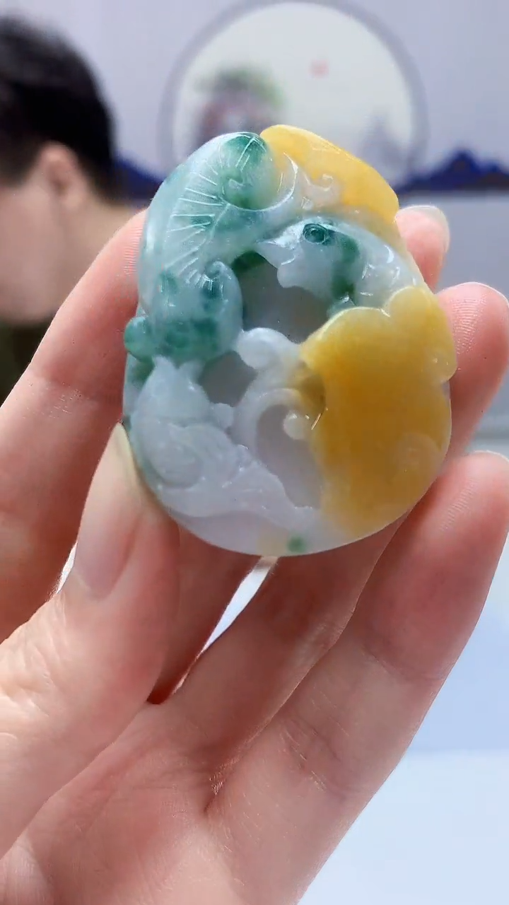 【闪购商品】定制翡翠未镶嵌4688zm-毛货挂件84