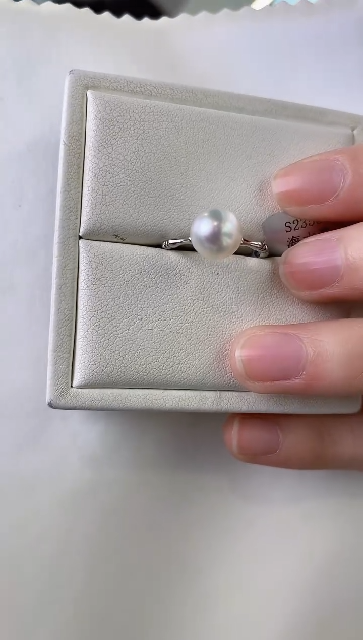 【闪购商品】海水珍珠戒指银S925镶嵌9-10海水珍珠戒指