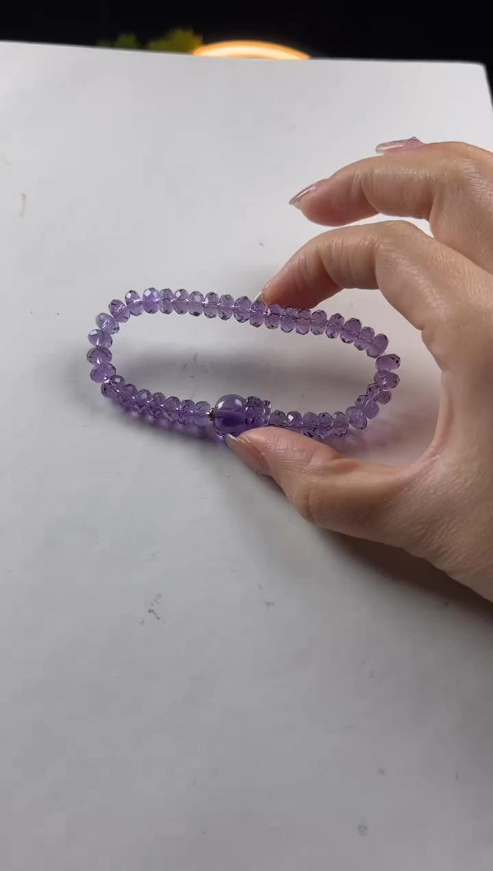 【闪购商品】紫晶手链未镶嵌天然紫水晶算盘搭貔貅手串