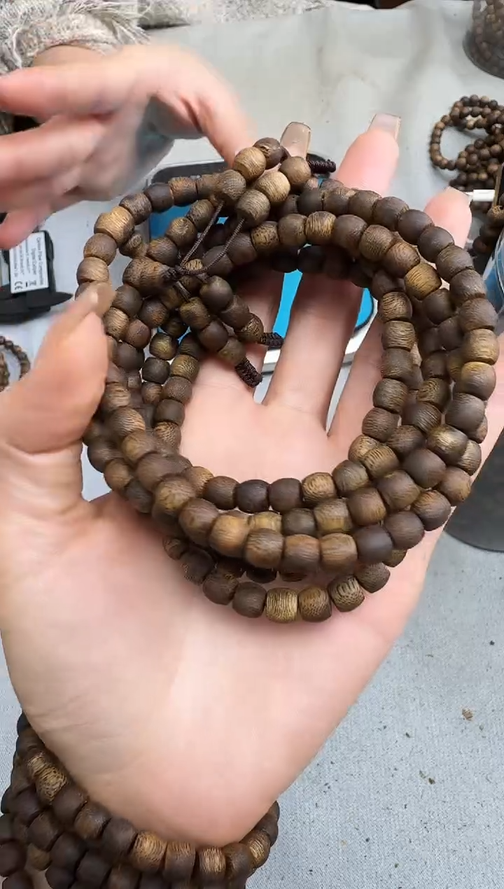 沉香手串0718白棋鼓珠多圈多样性发一