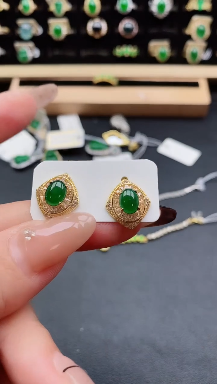 银S925镶嵌戒指翡翠1