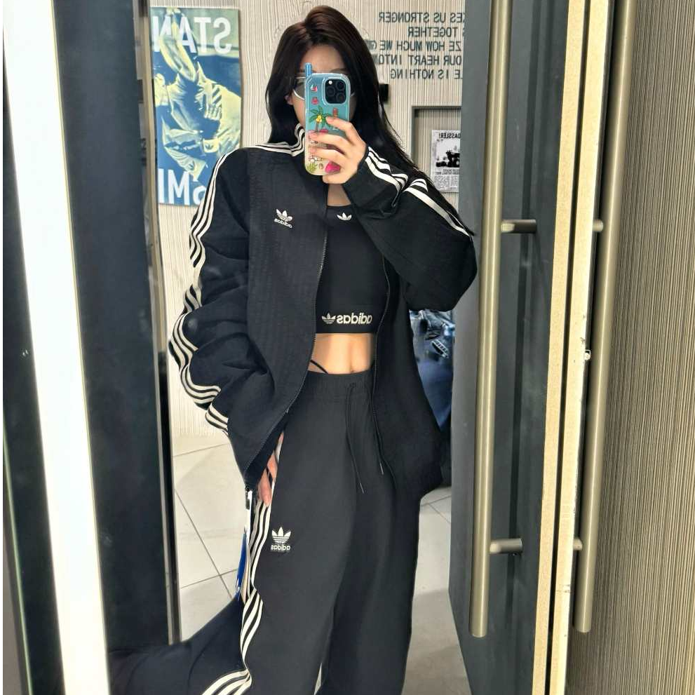 ADIDASS三叶草经典复古双拉链立领宽松夹克外套KC2605 KC2606 X