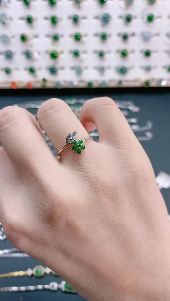 【闪购商品】翡翠戒指银S925镶嵌天然翡翠