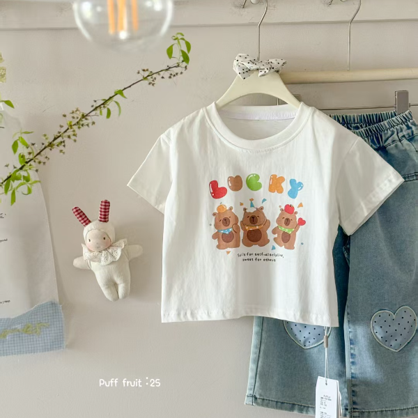 PF-8008-女童儿童夏季新款小童上新韩版时尚三只小熊T
