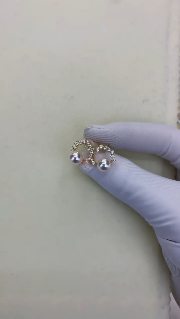 银S925镶嵌DA海水珍珠 GD208 耳钉 8