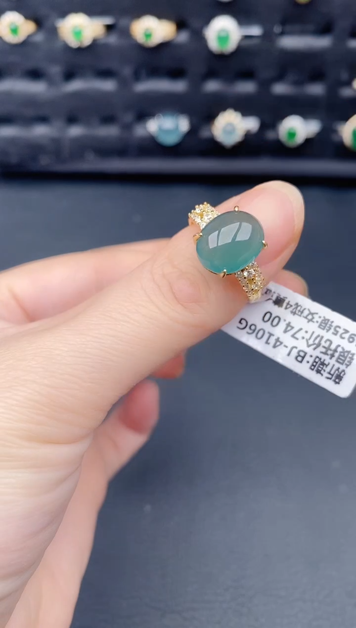 银S925镶嵌戒指翡翠天然a货翡翠100