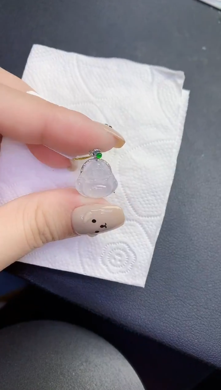 颈饰18K金镶嵌翡翠缅甸天然翡翠A货