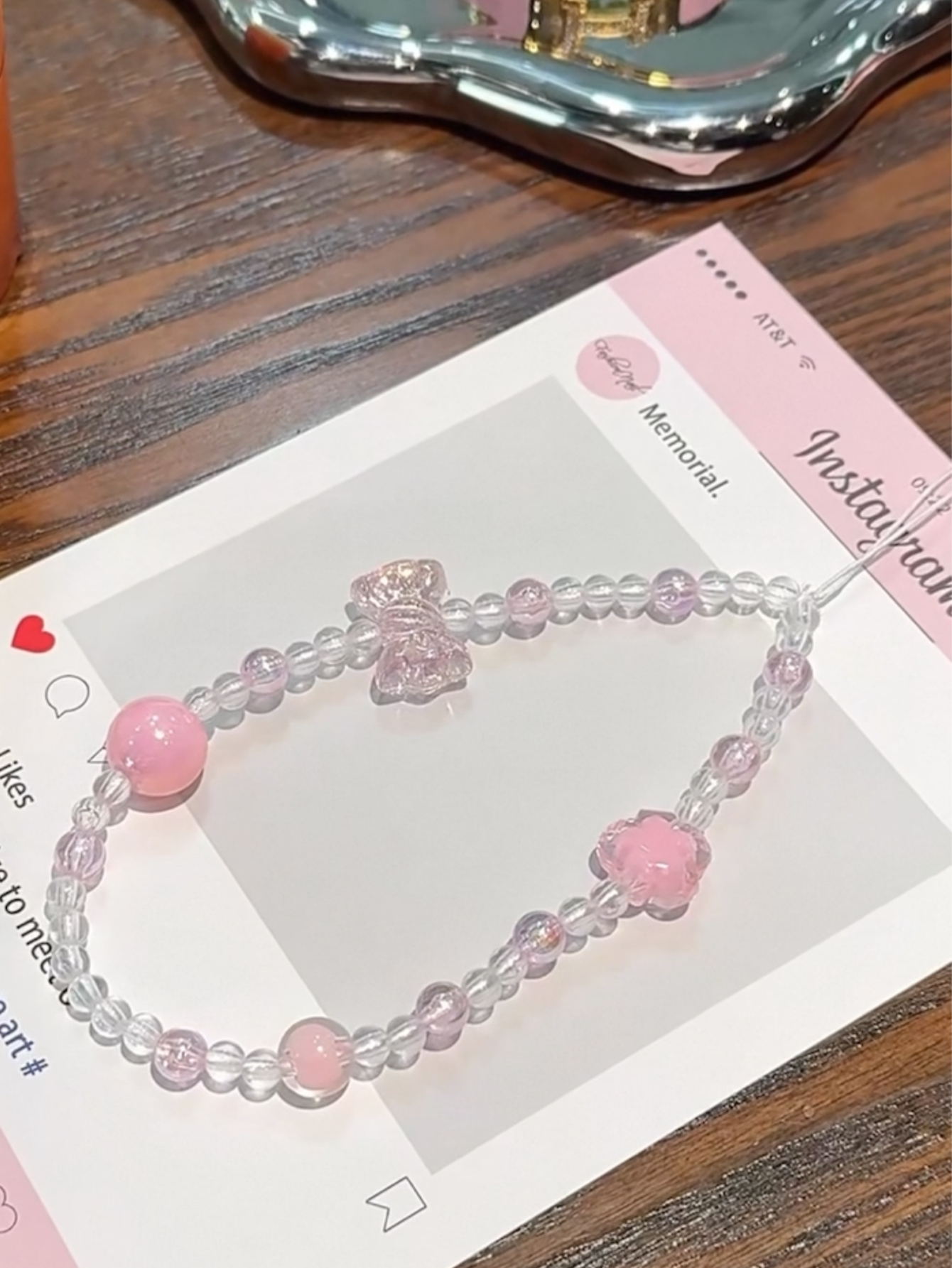 可爱蝴蝶结短款手机挂绳兼c相机挂链女款防丢手工