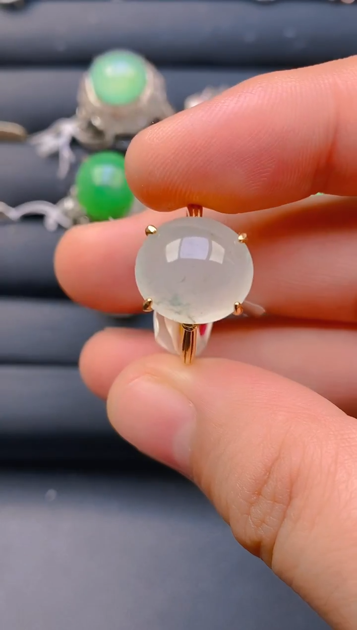 【闪购商品】翡翠戒指银S925镶嵌天然A货翡翠1