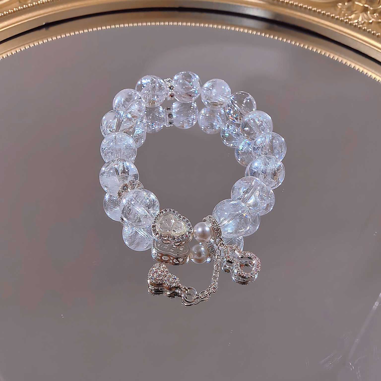 YS0064【素心若雪】白阿塞水晶葫芦设计款手串多样性发其一